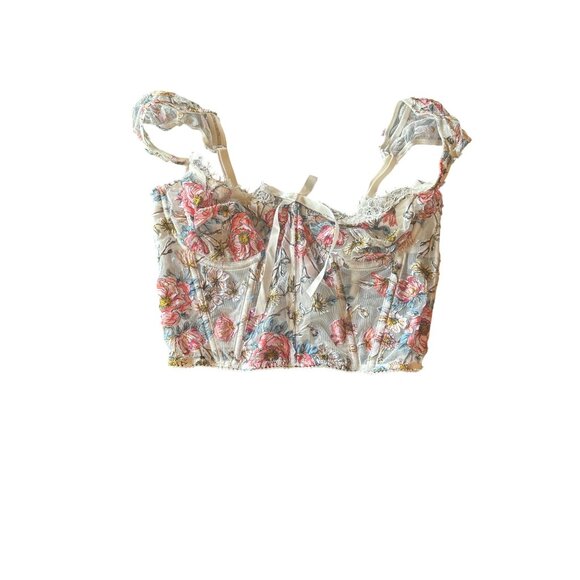 Victorias Secret Dream Angels Sheer Floral Corset Coquette Fairy 34C White Pink - Picture 1 of 6